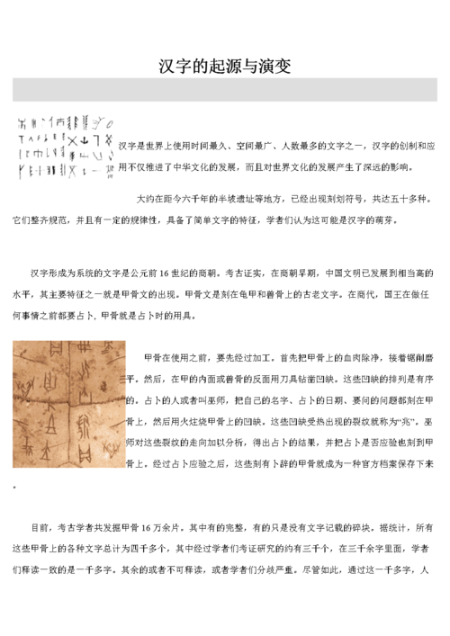 关于汉字起源的历史和现状的研究报告