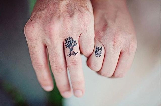戒指纹身图案100种(22张比婚戒更具意义的极简创意手指纹身)(4)