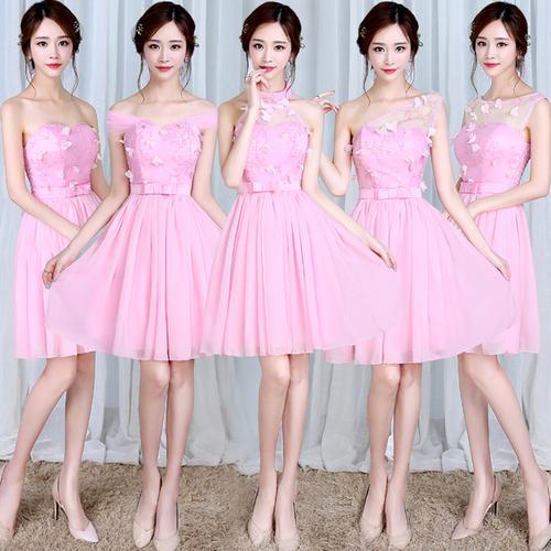 2016新款韩式伴娘团姐妹裙伴娘服短款粉色伴娘团礼服显瘦晚礼服