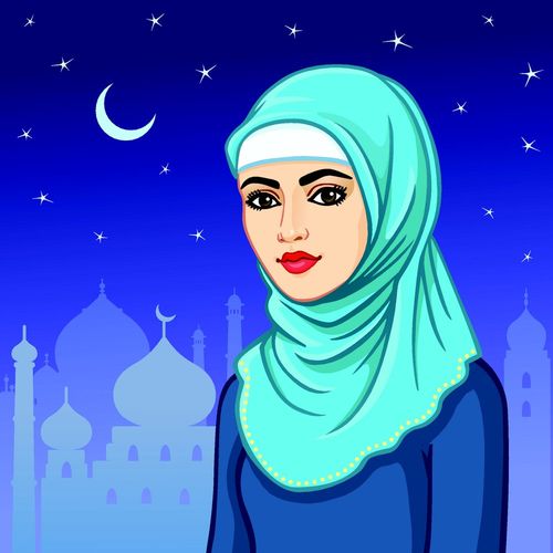 卡通穆斯林女孩