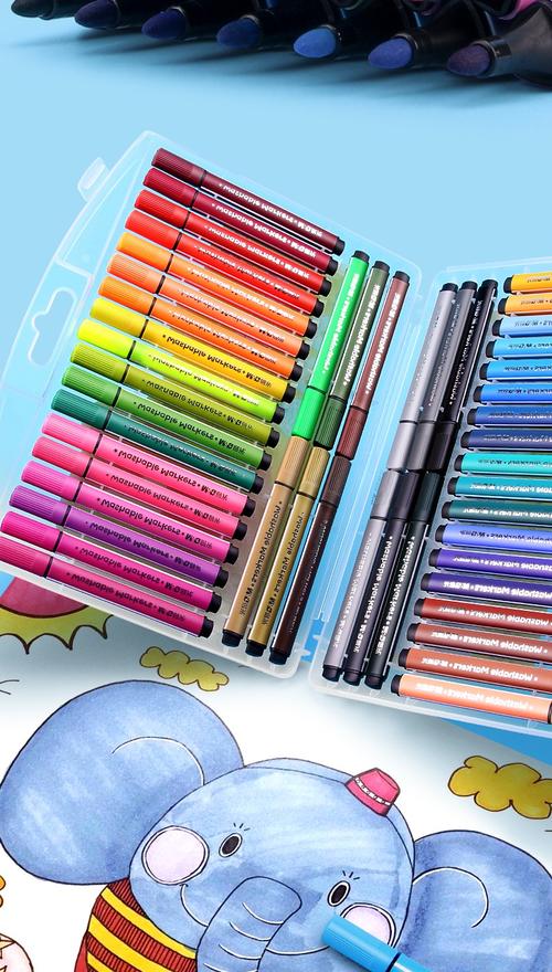 水彩笔小学生彩笔套装儿童幼儿园用手绘色色色彩色笔双头印章可水洗软