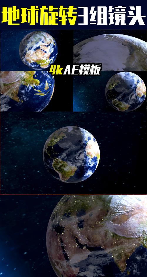 ae模板3组镜头地球自转4k
