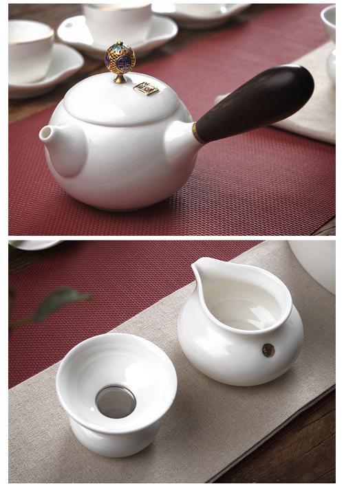 陶明堂 功夫茶具唐月窑德化羊脂玉瓷套装马蹄玉瓷茶杯整套创意陶瓷