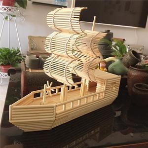 手工帆船成品特色工艺品一次性筷子diy制作船模型竹制摆件作业