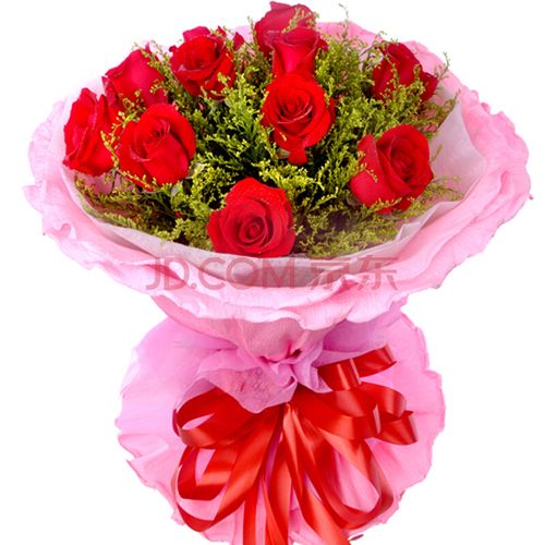 冬珊9朵红玫瑰花束情人节鲜花速递宁波金华衢州舟山台州丽水市花店