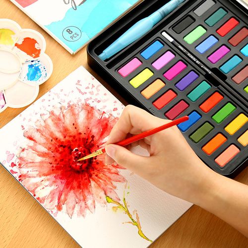 乔尔乔内固体水彩颜料套装36色手绘便携画笔粉饼分装美术绘画工具
