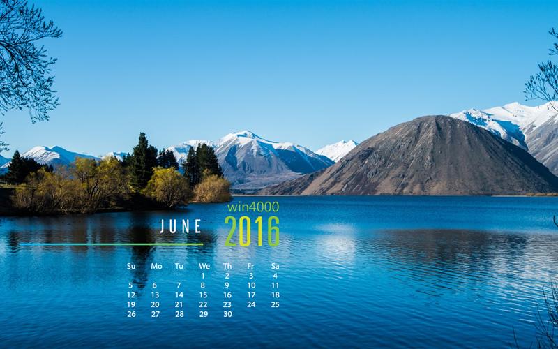 2016年6月日历新西兰白鹭湖风景电脑壁纸大全