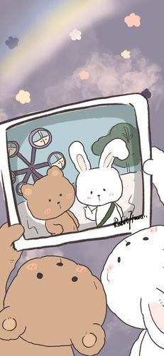 小熊与兔子可爱日常手绘手机壁纸 第二辑