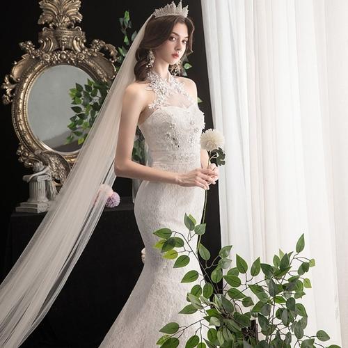 2020新款新娘婚纱韩式蕾丝鱼尾裙修身显瘦小拖尾结婚礼服