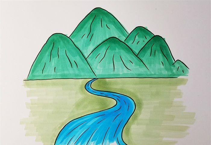 来源好看视频-儿童山水风景简笔画教程简单易学适合小高山流水简笔