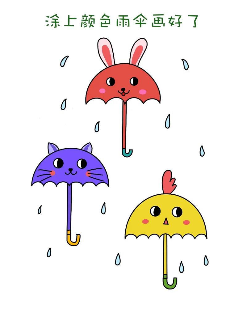 下雨啦!一起画下雨天的小雨伞简笔画,适合儿童 - 抖音