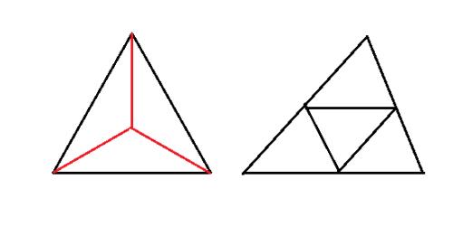 除等边三角形和有30度锐角的直角三角形可以分成三个全等的小三角形外