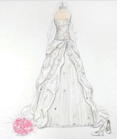 手绘草图素描婚纱礼服优雅唯美艺术草稿素描铅笔画设计