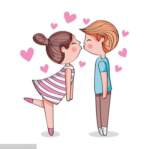 可爱的情侣亲吻卡通.向量