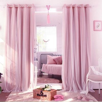 窗帘布少女心卧室粉色