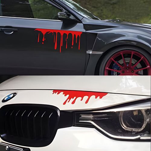 汽车个性改装车身车窗尾灯车盖血迹血渍滴血恐怖涂鸦遮划痕反光贴
