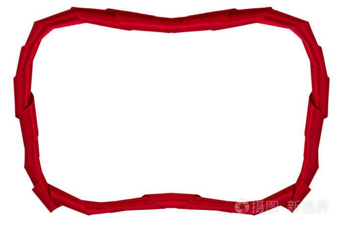 红色缎带奠定了一个框架上的白色背景模板的信件或明信片
