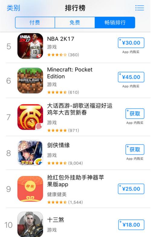 苹果应用商店游戏排行榜(苹果app畅销榜怎么看)