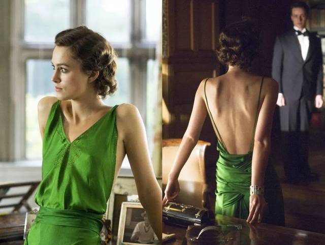 《赎罪》里塞西莉亚一袭绿色真丝裙在黑夜里熠熠生辉,被影评界称为史