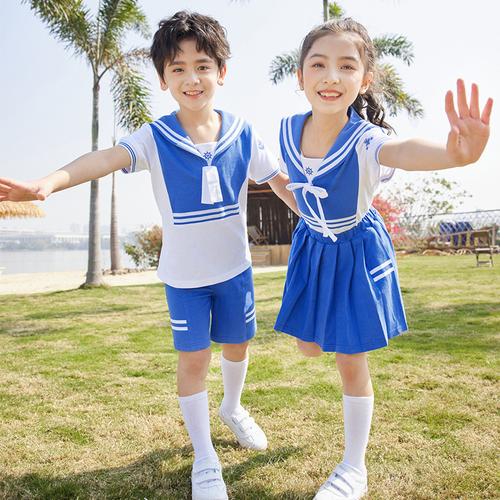 小学生校服夏装海军蓝色儿童夏季班服毕业照水手服套装幼儿园园服