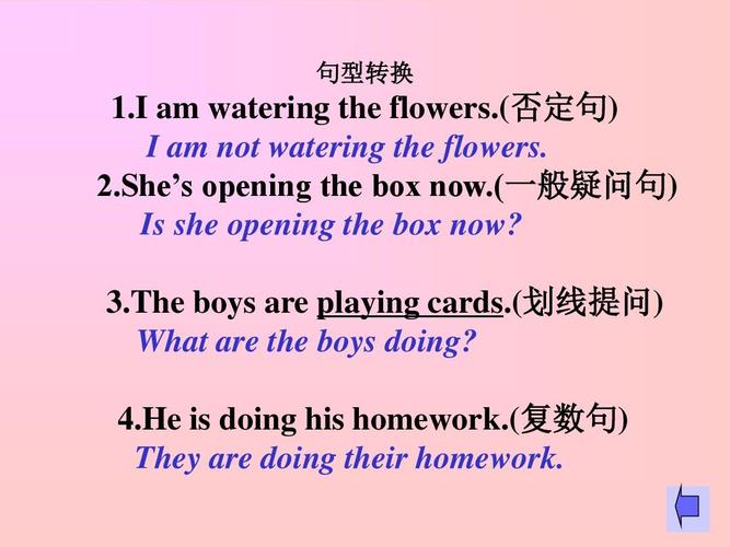 (复数句) they are doing their homework.