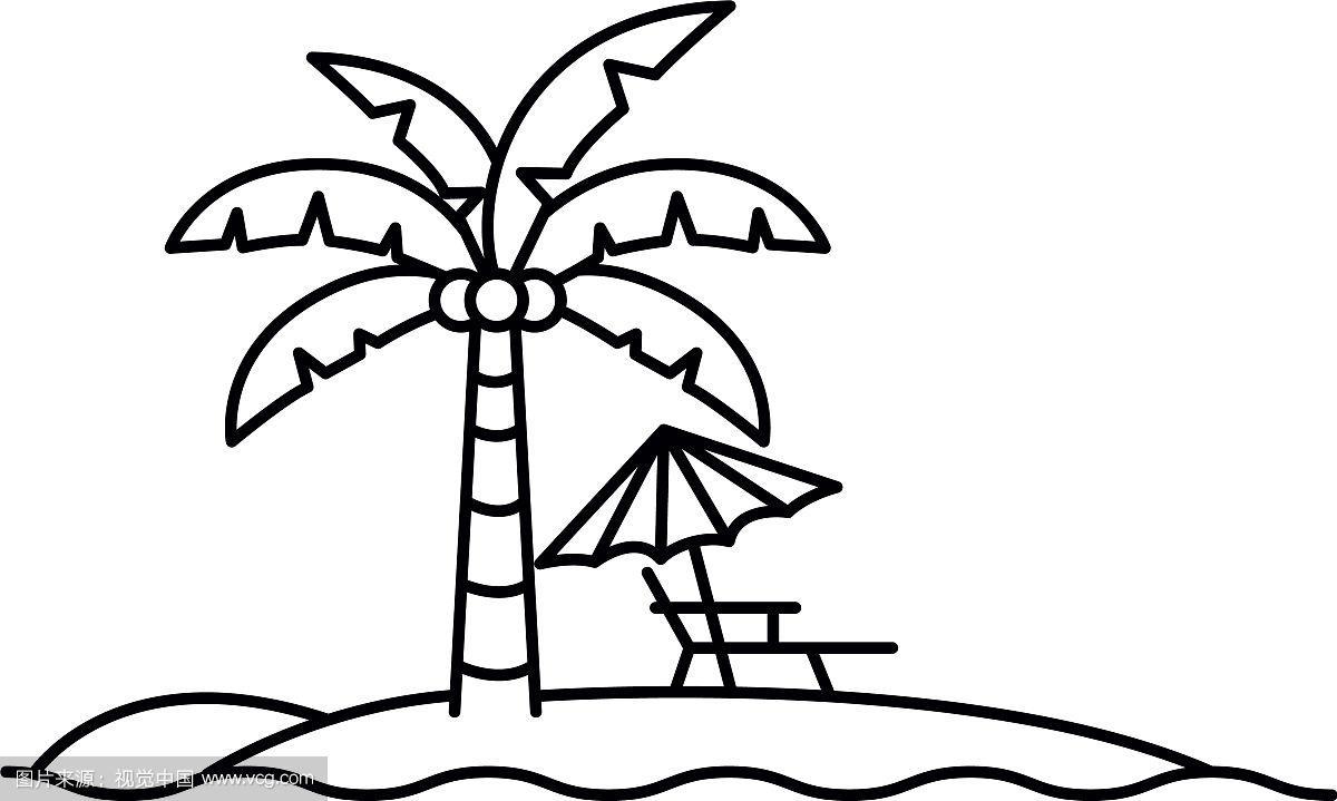 棕榈树与沙滩伞条纹