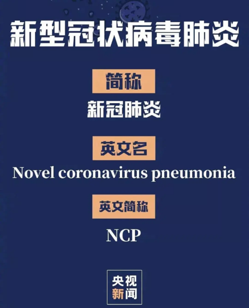 新冠肺炎英文名称确定为ncp附新冠肺炎相关英文词汇