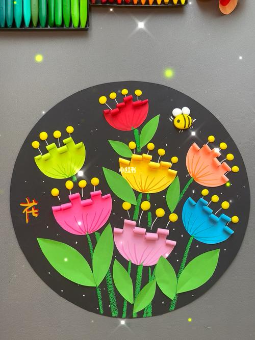 用圆形的纸做一幅夏天盛开的花吧亲子手工幼儿园手工剪贴画儿童创意