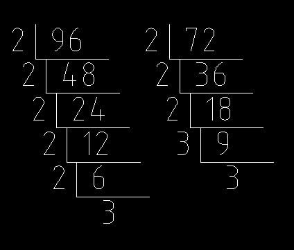 最大公约数3×2×2×2=24.最小公倍数为3×3×2×2×2×2=144