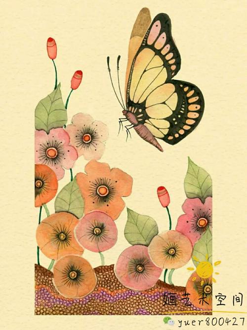 婳艺术空间—自然清新的手绘水彩插画 花草小鸟蝴蝶