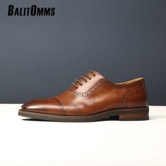 百丽驼美士(balitomms)男鞋英伦方头男士商务正装皮鞋布洛克雕花