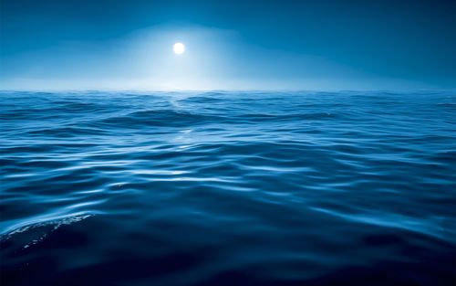 壁纸 晚上,水,海,蓝色,月亮