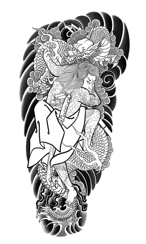 日式花腿纹身手稿|插画|艺术插画|燃烧的小铅笔 - 原创作品 - 站酷
