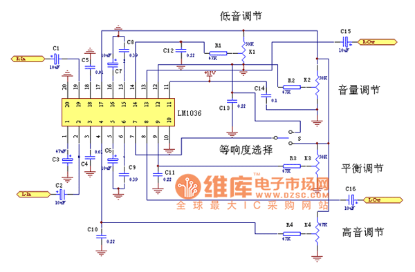 首页 电路图 音频电路 ·支持电压:9v～16v  ·音量控制范围达75db