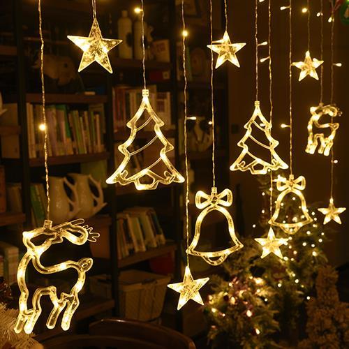 房间卧室布置星星灯圣诞节装饰品彩灯闪灯装饰橱窗灯串挂饰圣诞树