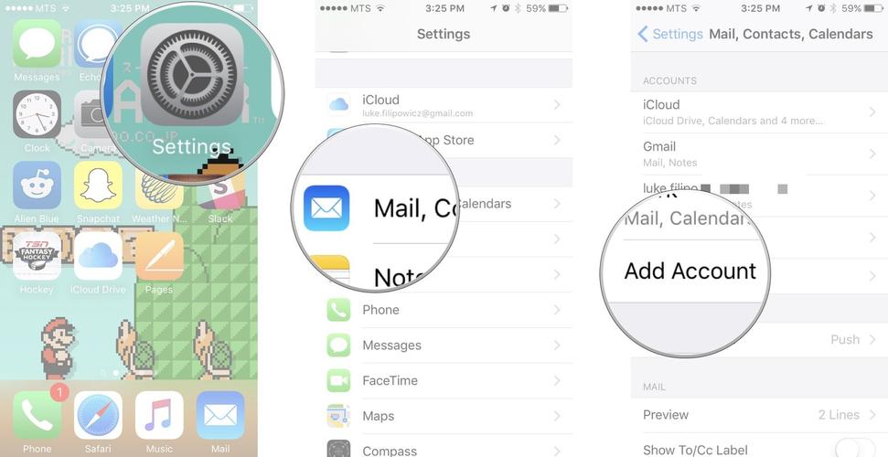 launch the settings app, tap on the mail, contacts, calendars