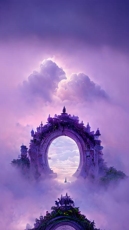 这段创意生成的成品紫云宫的宫殿建筑风格华丽,墙壁和柱子都是紫色的