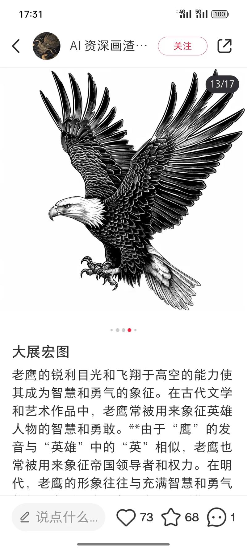 代,老鹰的形象往往与充满智慧和勇气 老鹰的锐利目光和飞翔于高 - 抖