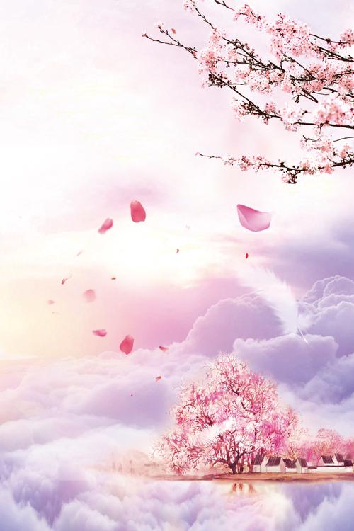 云海上的樱花图片设计模板素材