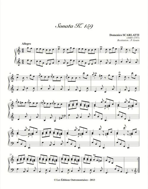 钢琴谱斯卡拉蒂c大调奏鸣曲k159