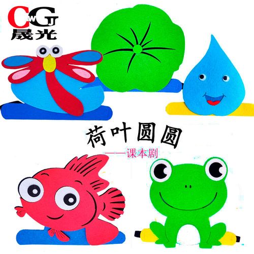 荷叶圆圆头饰青蛙帽子小水珠小鱼蜻蜓头套面具幼儿园表演道具卡通
