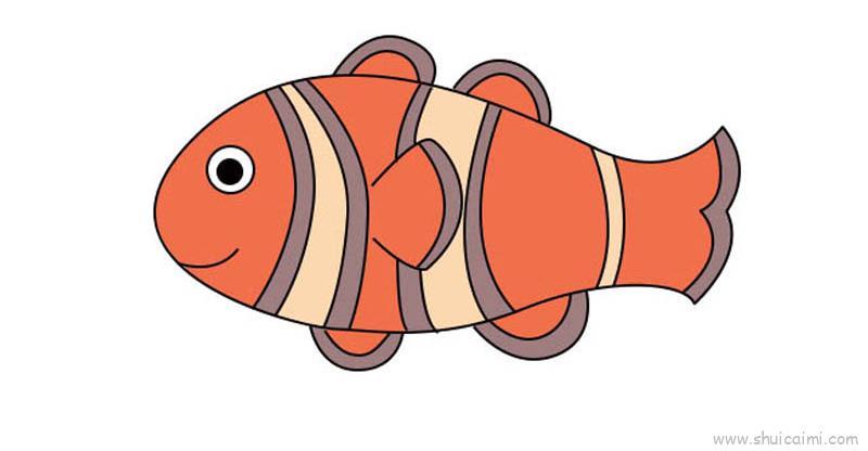 鱼的简笔画 彩色 卡通图片 小动物