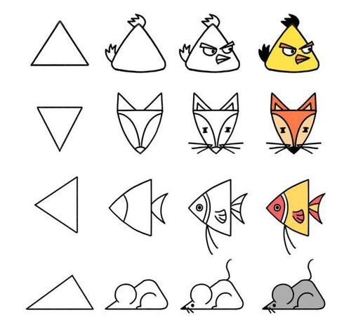 带三角形的动物简笔画