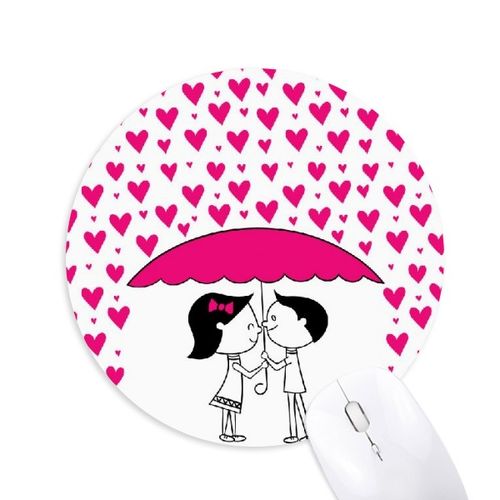 情人节心形雨伞情侣接吻圆形游戏办公防滑橡胶鼠标垫礼物