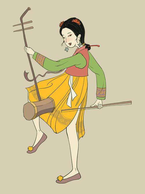 《歌舞鼓乐》——浮世绘风格的朝鲜族女孩