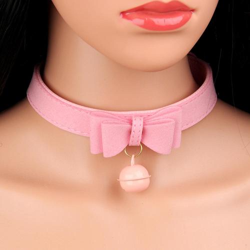 粉色皮质项圈sm情趣用品铃铛脖环夫妻性玩具跨境货源工厂直销女用