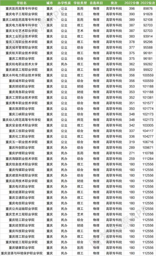 重庆专科学校排名及分数线-重庆更好的公办专科学校前十(2023高考参考