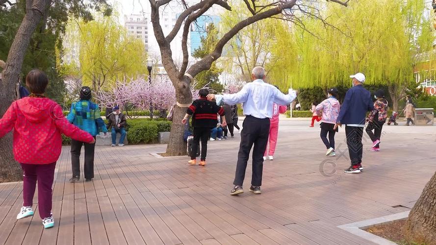 实拍公园中跳舞的老人们视频素材