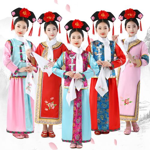 儿童格格服满族服装清朝贵妃宫廷公主旗服还珠格格女童古装演出服