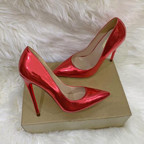 漆皮红底高跟鞋性感高跟鞋女定制春季红色性感红底高跟鞋12厘米尖头细